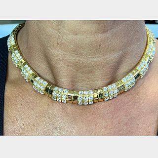 French 18K Yellow Gold Diamond Necklace