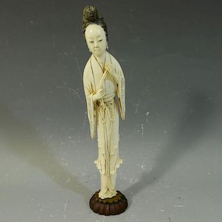 ANTIQUE CHINESE CARVED FIGURE OF A MEIREN - CIRCA 1920