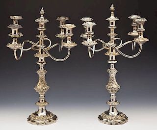 Pair of Silver Plated 5 Light Candelabras