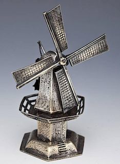 19th C Dutch Miniature Silver Plated Windmill