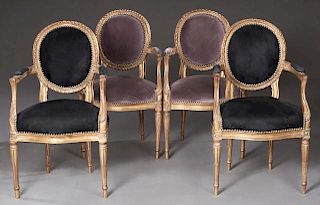 Set of Four French Louis XVI Style Gilt and Gesso