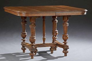 French Henri II Style Carved Oak Dining Table, lat