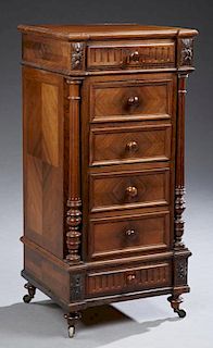 French Louis XVI Style Carved Walnut Nightstand, l