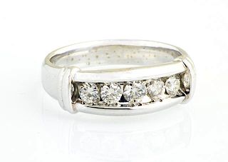 Man's 14K White Gold Dinner Ring, the top mounted