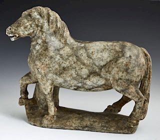 Chinese Soapstone Carving of a Horse, 20th c., the