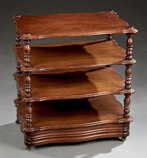 American Victorian Carved Mahogany Four Tier Stand