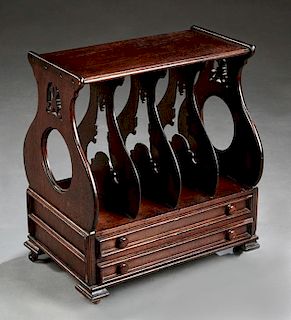 American Victorian Carved Walnut Canterbury, early