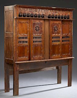 French Carved Cherry Lit Clos, 19th c., Brittany,
