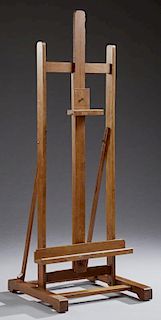 French Carved Oak Adjustable Easel, early 20th c.,