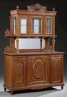 French Louis XVI Style Carved Walnut Buffet a Deux