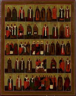 Rare Russian Liturgical Calendar Icon, 19th c., fo