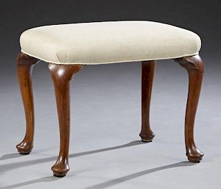 Queen Anne Style Carved Walnut Footstool, 19th c.