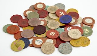 Group of Fifty-Six Vintage New Orleans Poker Chips