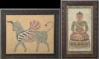 Two Large Mosaic Tile Plaques, 20th c., one of a w