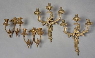 Two Pair of French Bronze Sconces, 19th c., consis