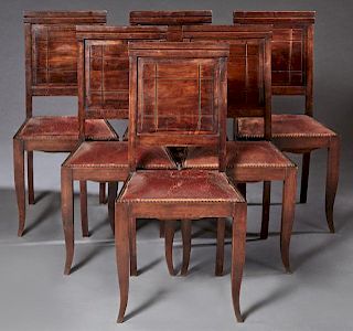 Set of Six French Modern Carved Beech Dining Chair