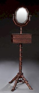 Aesthetic Carved Walnut Faux Bamboo Shaving Stand,