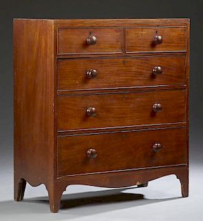 English Carved Mahogany Chest, mid 19th c., the re