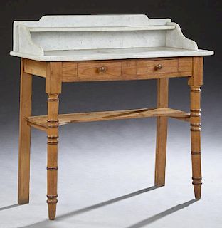 French Louis Philippe Carved Beech Marble Top Wash