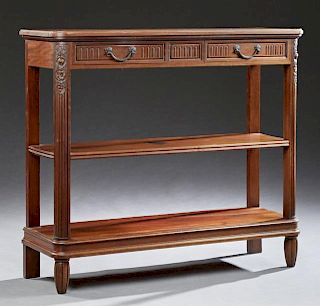 French Modern Louis XVI Style Carved Walnut Trolle