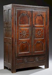 French Empire Period Carved Oak Armoire, early 19t