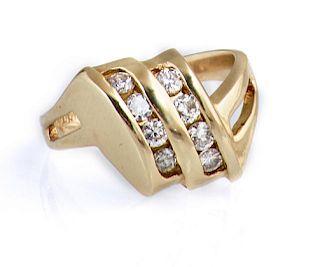 Lady's 14K Yellow Gold Bypass Dinner Ring, the top