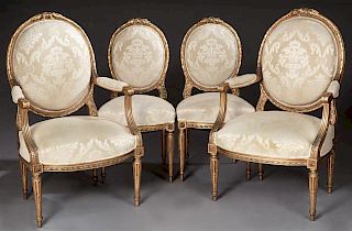Four Piece French Louis XVI Style Giltwood Salon S