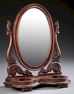 English Mahogany Dressing Mirror, 19th c., the ova