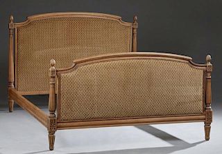 Louis XVI Style Carved Walnut Double Bed, early 20