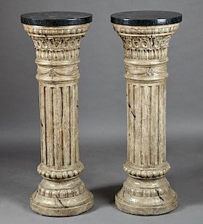 Pair of Neoclassical Style Pedestals, 20th c., the