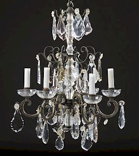French Gilt Bronze Six Light Chandelier, early 20t