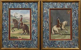 German School, "Pair of Equestrian Prints, 20th c.