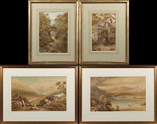 Collection of Four British Victorian Watercolors,