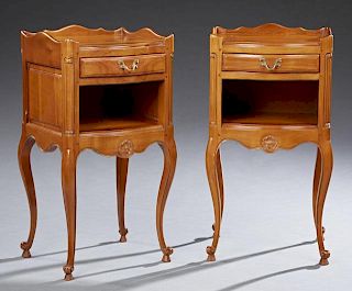 Pair of French Louis XV Style Carved Cherry Nights