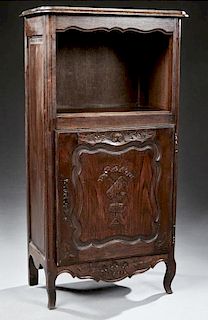 French Louis XV Style Carved Oak Music Cabinet, ea