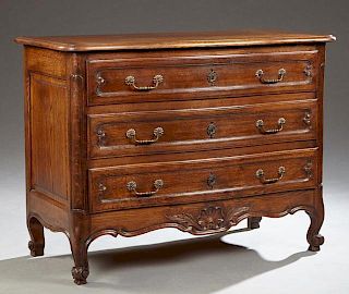 French Louis XV Style Carved Oak Commode, 20th c.,