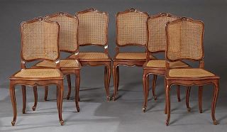 Set of Six French Louis XV Style Carved Cherry Din
