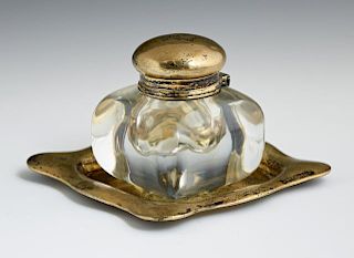 Tiffany & Co. Vermeil Sterling Top Crystal Inkwell