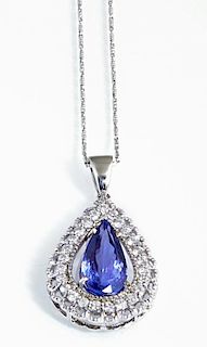 14K White Gold Pendant with an 8.84 carat pear-sha