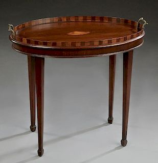Edwardian Marquetry Inlaid Mahogany Butler's Table