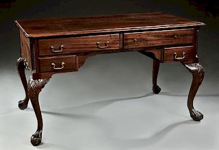 Chippendale Style Carved Mahogany Partner's Desk,