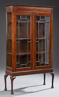 Edwardian Queen Ann Style Carved Mahogany Bookcase