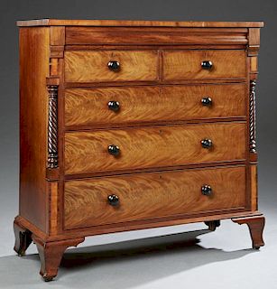 English Carved Mahogany Manor House Chest, 19th c.