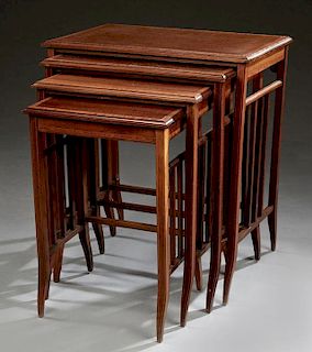 Nest of Four English Inlaid Mahogany Tables, early