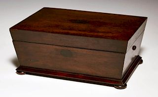 French Carved Rosewood Jewelry Box, 19th c., of ta