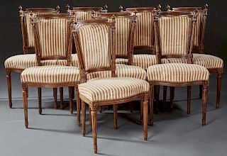 Set of Eight French Louis XVI Style Carved Beech D