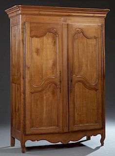 French Louis Philippe Carved Cherry Armoire, mid 1