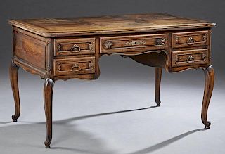 Louis XV Style Carved Oak Bureau Plat, 20th c., th