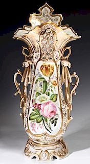 Old Paris Porcelain Flare Vase, mid 19th c., the p