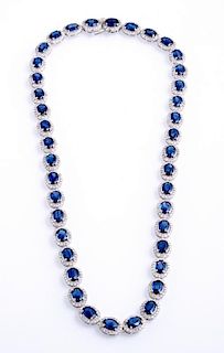 14K White Gold Link Necklace, each of the forty li